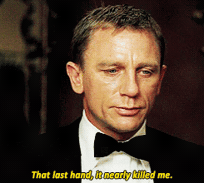 Man In Tuxedo And Bow Tie Saying That Last Hand It Nearly Killed Me GIF