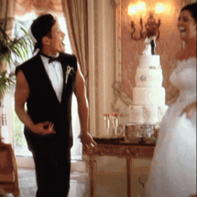 Man In Tuxedo And Bride In White Dress GIF