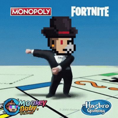 Man In Tuxedo And Top Hat Dancing On Monopoly Board GIF