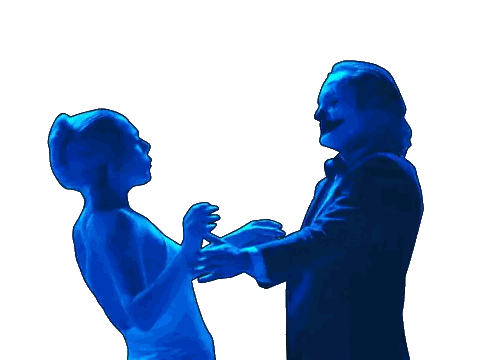 Man In Tuxedo And Woman In Blue Dancing Sticker