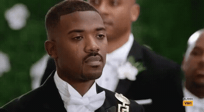 Man In Tuxedo Bow Tie Crying At Wedding GIF