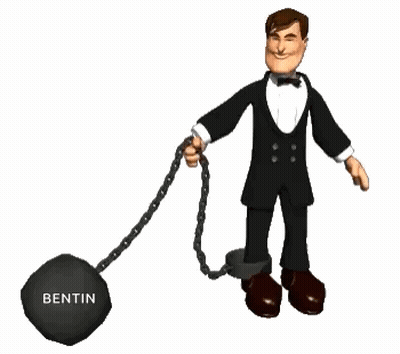 Man In Tuxedo Chained To Ball With Bentin GIF