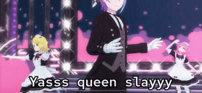 Man In Tuxedo Dancing With Two Maids GIF