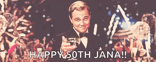 Man In Tuxedo Holding Champagne Happy 50Th Jana GIF