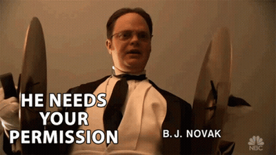 Man In Tuxedo Holding Cymbals Says He Needs Your Permission GIF