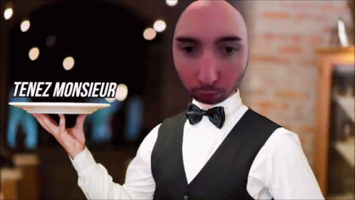 Man In Tuxedo Holding Tray Tenez Monsieur GIF