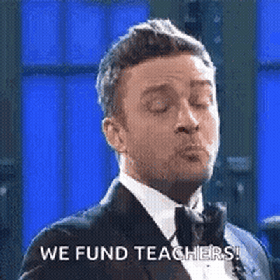 Man In Tuxedo Making Funny Face Saying We Fund Teachers GIF