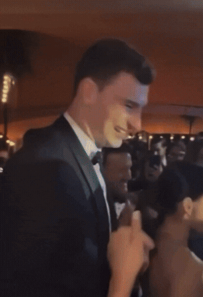 Man In Tuxedo Pointing At Woman GIF