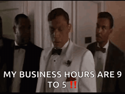 Man In Tuxedo Saying My Business Hours Are 9 To 5 GIF