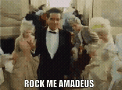 Man In Tuxedo Says Rock Me Amadeus GIF
