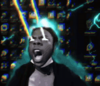 Man In Tuxedo Screaming With Lightning Bolt From Head GIF
