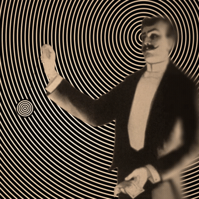 Man In Tuxedo Standing In Front Of Spiral GIF