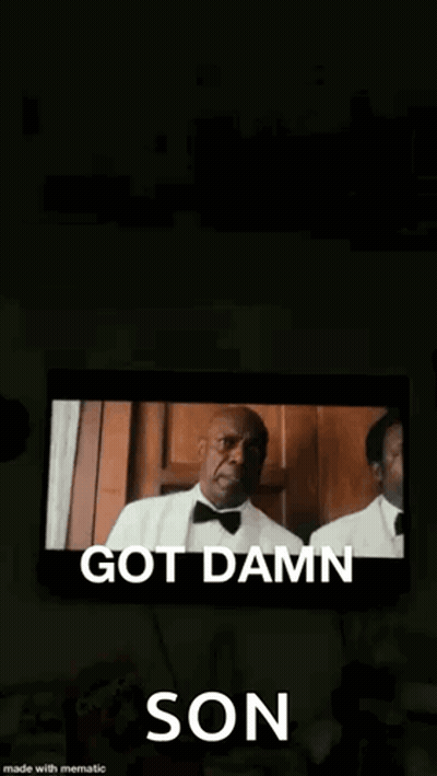 Man In Tuxedo TV Screen Saying Got Damn Son GIF