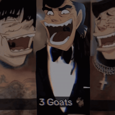 Man In Tuxedo With 3 Goats GIF