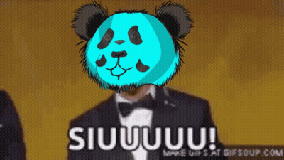 Man In Tuxedo With Panda Mask Saying Siuuuuuuu GIF