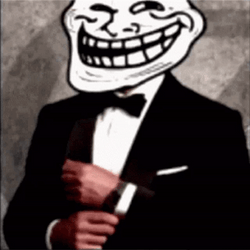 Man In Tuxedo With Troll Meme Face GIF