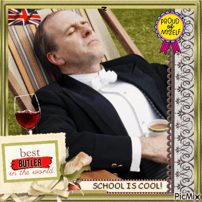 Man In Tuxedo With Wine And Proud Of Myself Badge GIF