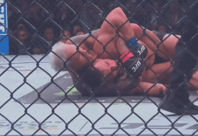 Man In UFC Gloves Holding Another Man In Cage GIF