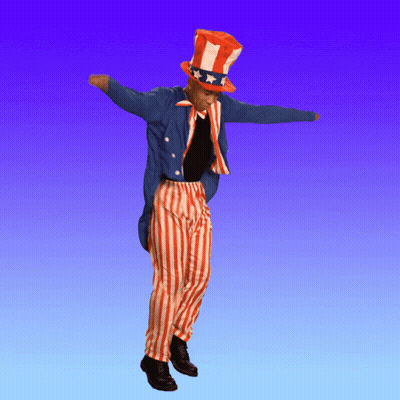 Man In Uncle Sam Costume Dancing GIF