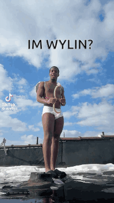 Man In Underwear With Bow And Arrow Saying Im Wylin GIF