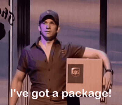 Man In UPS Uniform Holding Package GIF