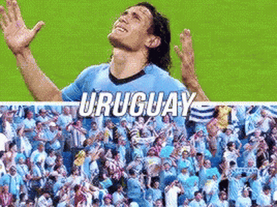 Man In Uruguay Jersey Surrounded By Fans GIF