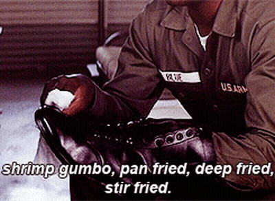 Man In US Army Uniform Holding Shrimp Bag GIF