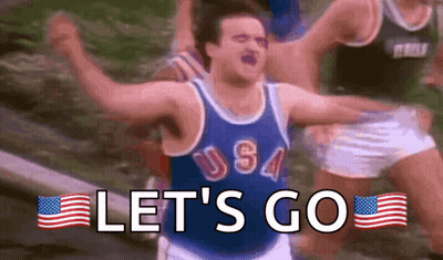 Man In USA Jersey Running Arms Up Let's Go GIF