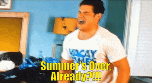 Man In Vacay Shirt Screaming Summer's Over Already GIF
