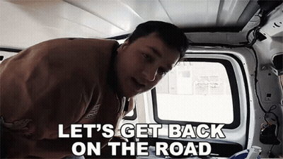 Man In Van Let's Get Back On Road GIF