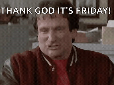 Man In Varsity Jacket Saying Thank God It's Friday GIF