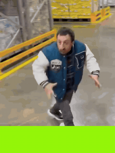 Man In Varsity Jacket With Letter P GIF