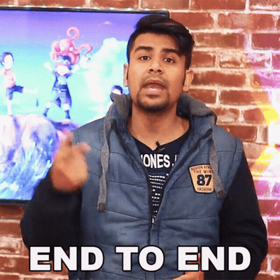 Man In Vest Says End To End In Front Of TV GIF