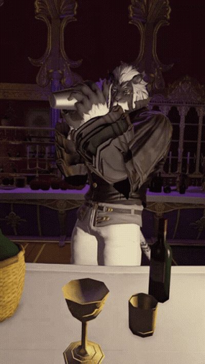 Man In Video Game Holding Wine GIF