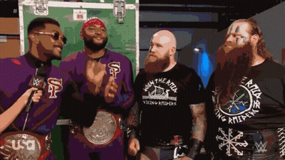 Man In Viking Raiders Shirt Interviewed GIF