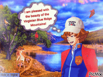 Man In Virginia Is For Lovers Hat Standing In Landscape GIF