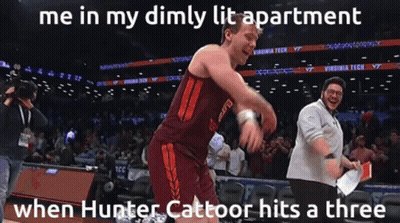 Man In Virginia Tech Jersey Dancing On Court GIF
