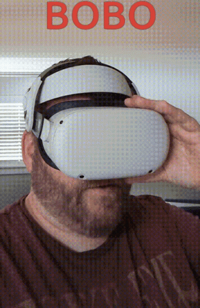 Man In VR Headset Saying Bobo In Red GIF