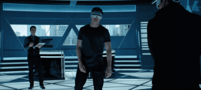 Man In VR Headset With Two Men GIF