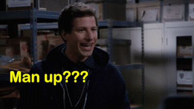 Man In Warehouse Saying Man Up GIF