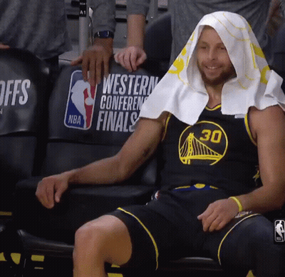 Man In Warriors #30 Jersey On Bench GIF