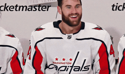Man In Washington Capitals Jersey Smiling GIF