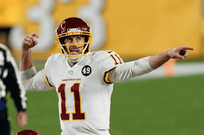 Man In Washington Football Jersey Pointing GIF