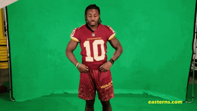 Man In Washington Redskins Jersey And Shorts GIF