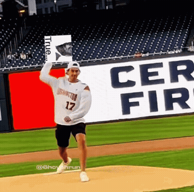Man In Washington Shirt Throwing First Pitch GIF