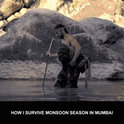 Man In Water Saying How I Survive Monsoon Season In Mumbai GIF