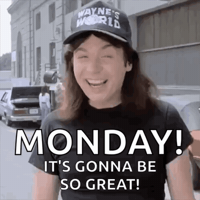 Man In Wayne's World Hat Smiling Monday GIF