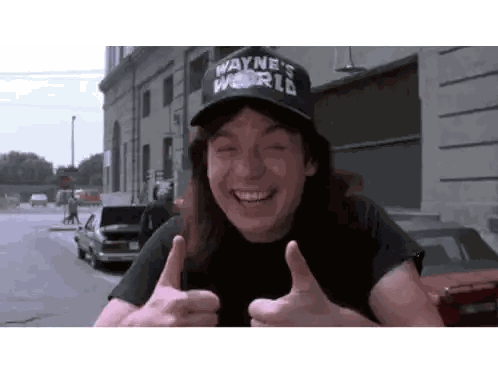 Man In Wayne's World Hat Thumbs Up Sticker
