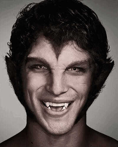 Man In Werewolf Costume Smiling Close Up GIF