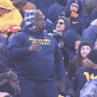 Man In West Michigan Football Sweatshirt GIF